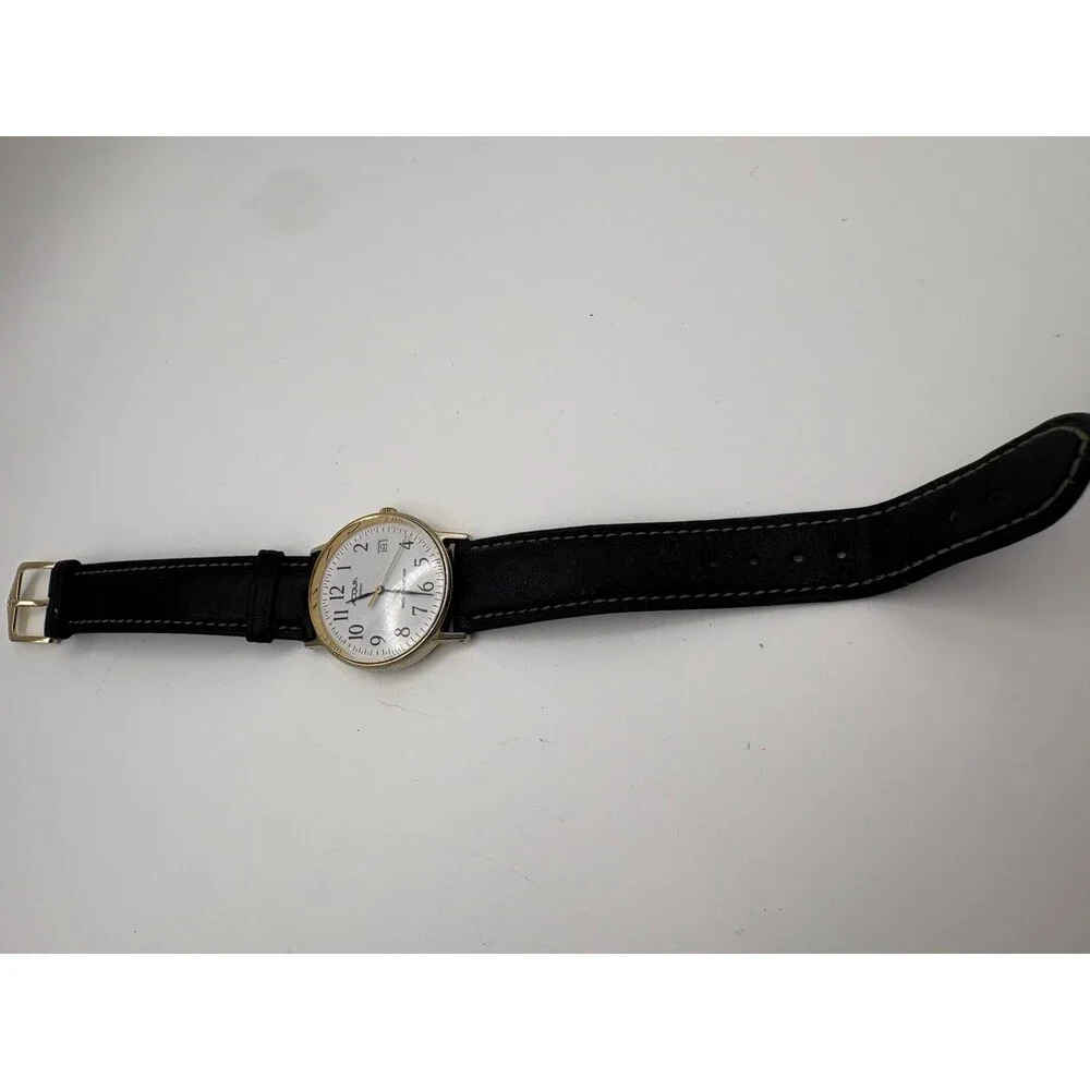 Acqua by Timex Men's Vintage Quartz Watch White Dial Date Gold Tone 36mm